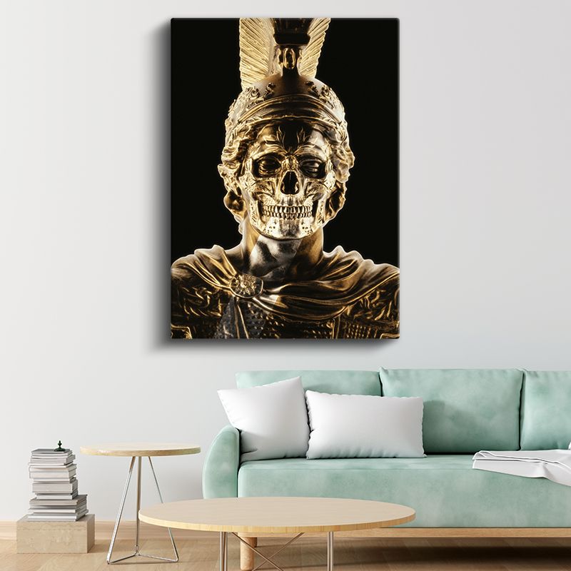 Savaşçının Maskesi - Altın Kafatası Zırhı Kanvas Tablo