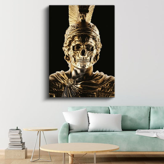 Savaşçının Maskesi - Altın Kafatası Zırhı Kanvas Tablo