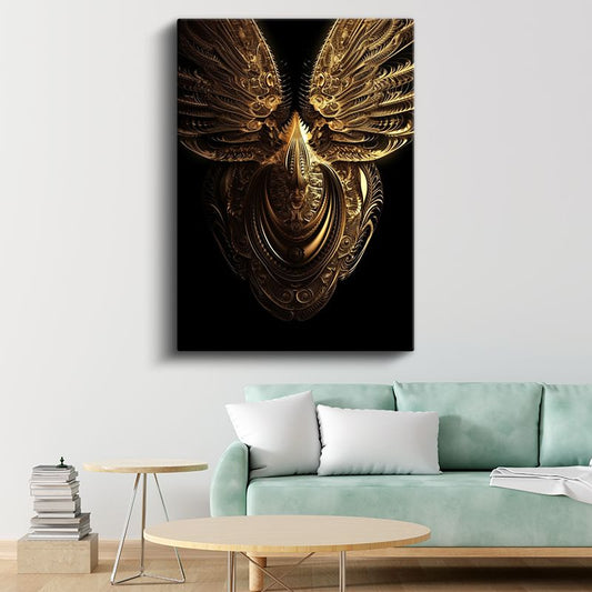 Altın Muhafız - Detaylı İşlenmiş Kozmik Varlık Kanvas Tablo