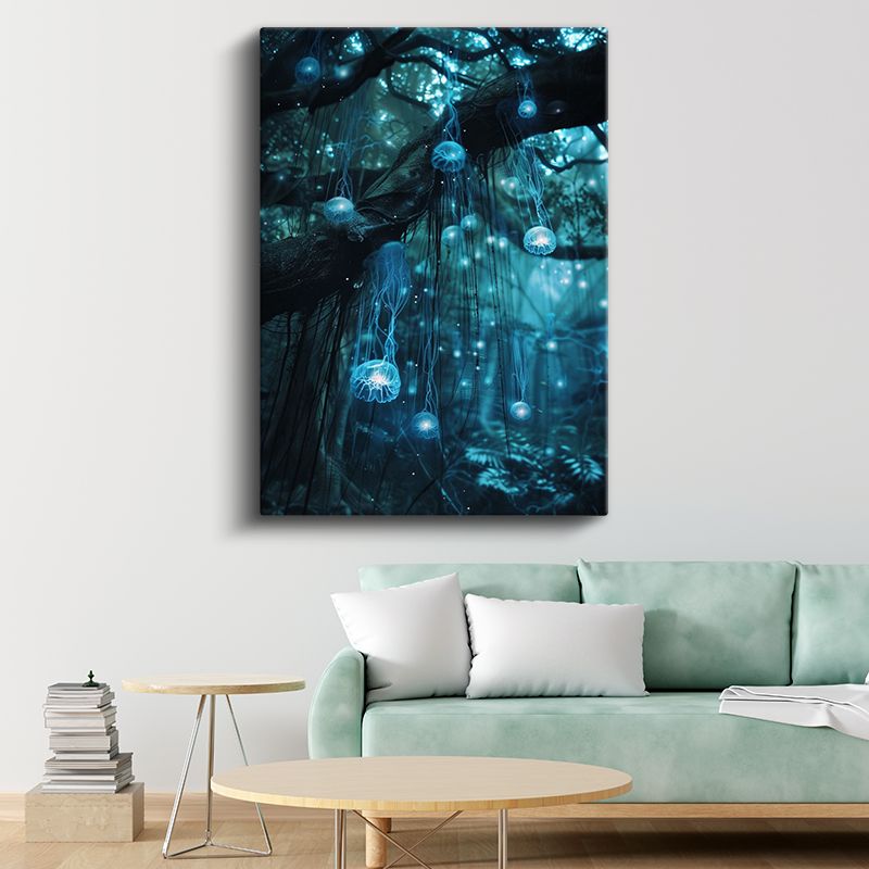 Denizin Ağacı - Biyolüminesan Denizanaları Dansı Kanvas Tablo