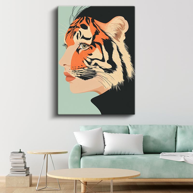 İçimdeki Vahşi - İnsan ve Kaplanın Birleşimi Kanvas Tablo