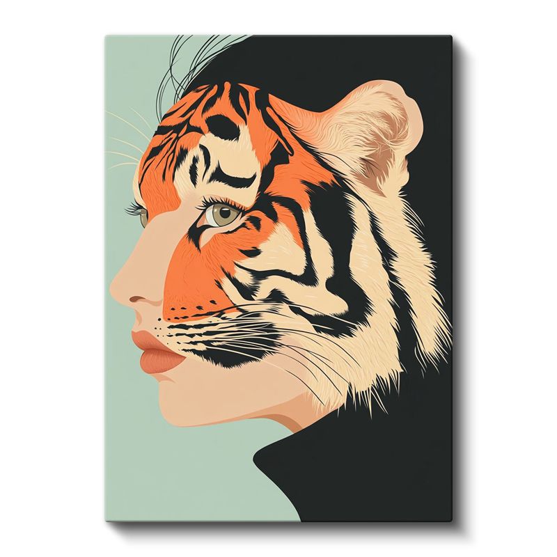 İçimdeki Vahşi - İnsan ve Kaplanın Birleşimi Kanvas Tablo