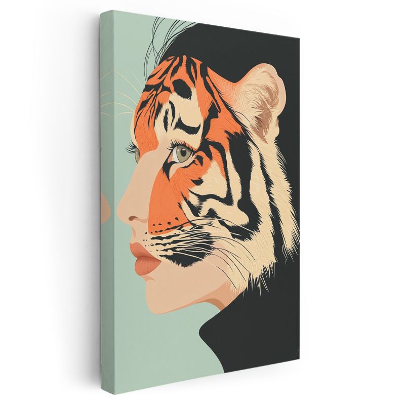 İçimdeki Vahşi - İnsan ve Kaplanın Birleşimi Kanvas Tablo