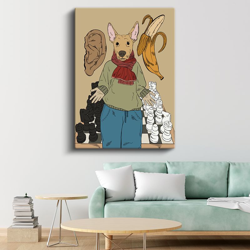 Duyuların Satranç Oyunu - Köpek Başlı Stratejist Kanvas Tablo