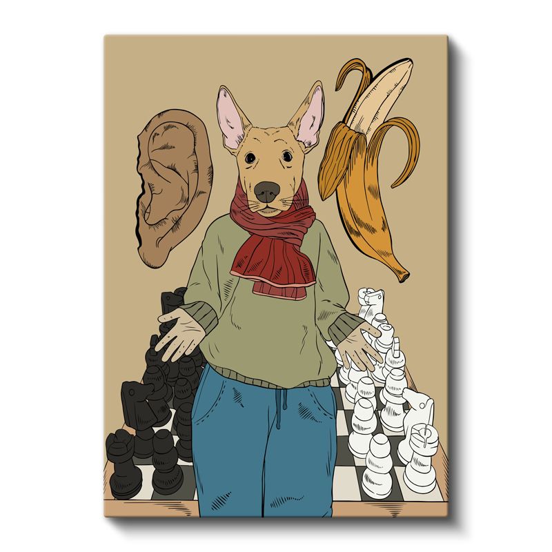 Duyuların Satranç Oyunu - Köpek Başlı Stratejist Kanvas Tablo