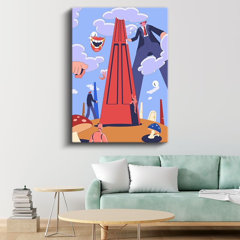 Devlerin Dünyası - Kırmızı Kule Etrafında Dans Kanvas Tablo