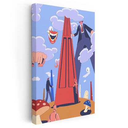 Devlerin Dünyası - Kırmızı Kule Etrafında Dans Kanvas Tablo