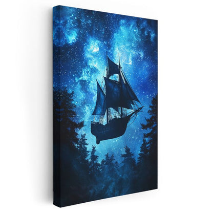 Sürreal Gemi - Yıldızlar Arasında Kanvas Tablo