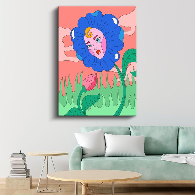 Bilinç Çiçeği - Yapraklar Arasında Uyanan Yüz Kanvas Tablo