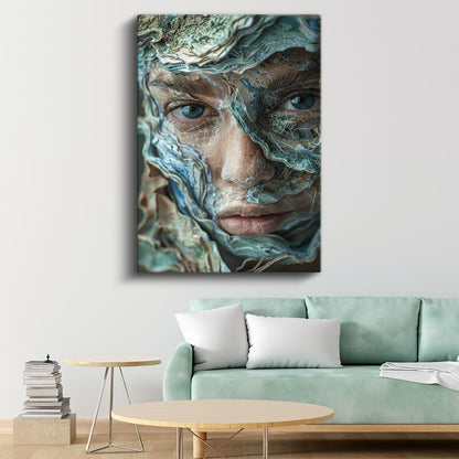 Sıvı Kimlik - Dalgalı Dokularla Bütünleşen Portre Kanvas Tablo