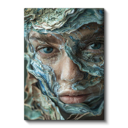 Sıvı Kimlik - Dalgalı Dokularla Bütünleşen Portre Kanvas Tablo