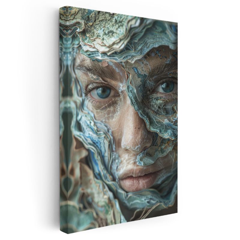 Sıvı Kimlik - Dalgalı Dokularla Bütünleşen Portre Kanvas Tablo