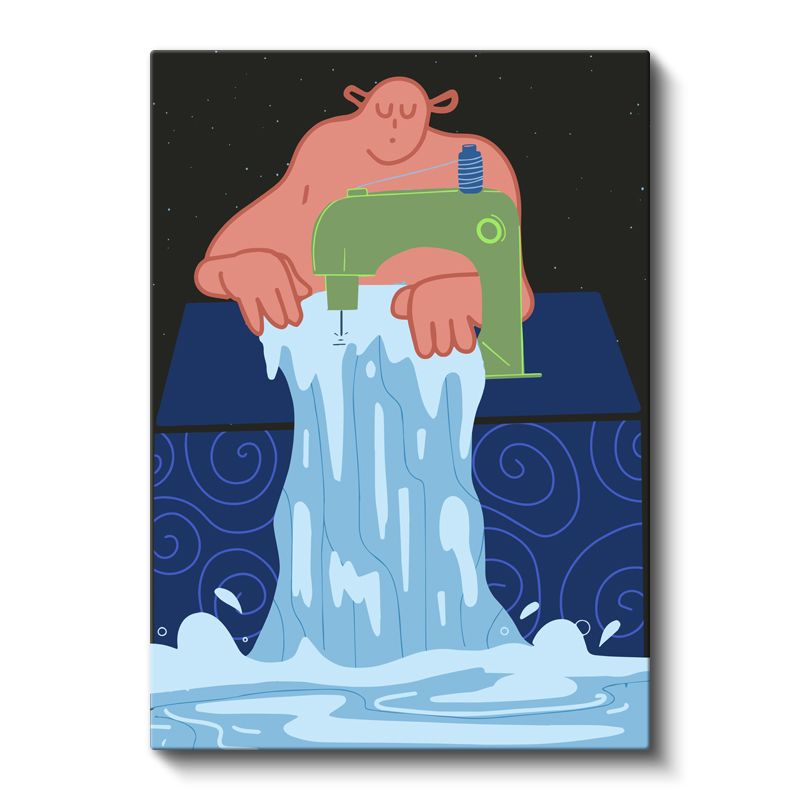 Yaratıcılık Akışı - Dikiş Makinesinden Dökülen Sular Kanvas Tablo