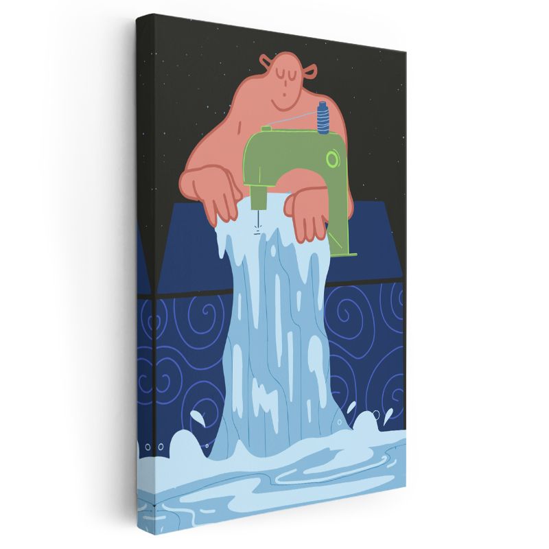 Yaratıcılık Akışı - Dikiş Makinesinden Dökülen Sular Kanvas Tablo