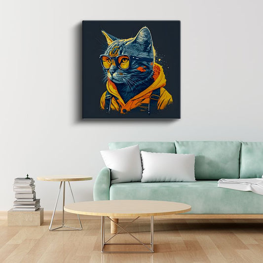 Kentli Kedi - Modern Dünyada Stil Sahibi Kedi Kanvas Tablo