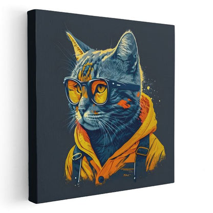 Kentli Kedi - Modern Dünyada Stil Sahibi Kedi Kanvas Tablo