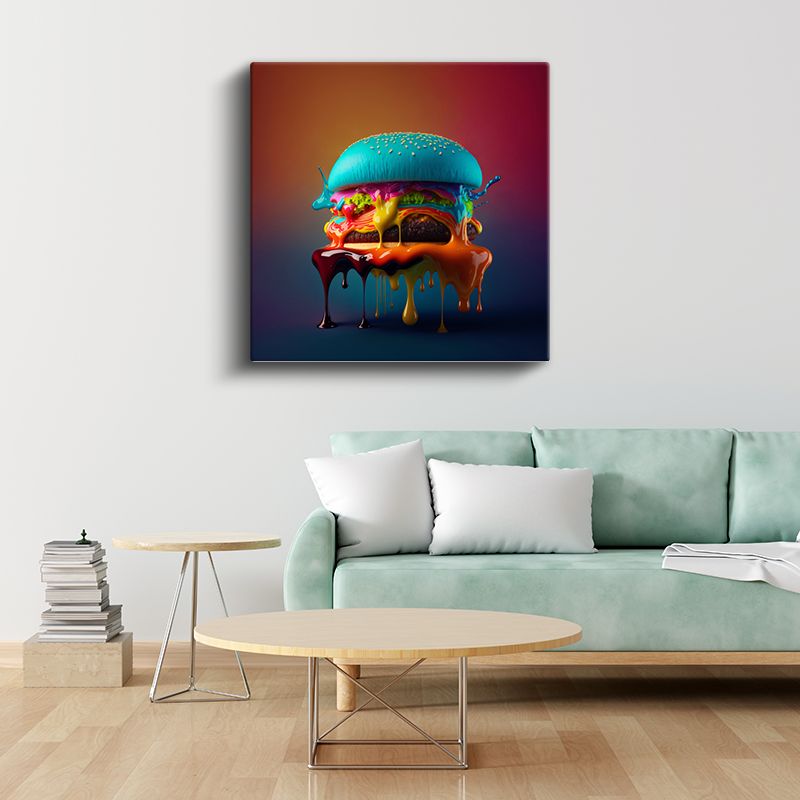 Eriyen Lezzet - Renklere Dönüşen Hamburger Kanvas Tablo