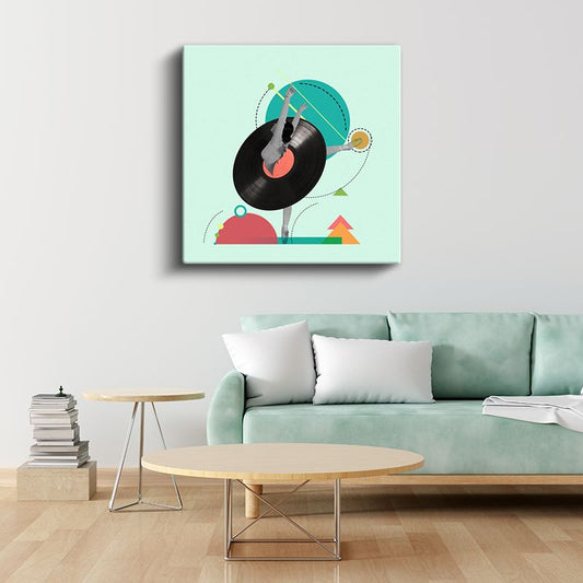 Ritim Ve Denge - Plak Üzerinde Dans Eden Balet Kanvas Tablo