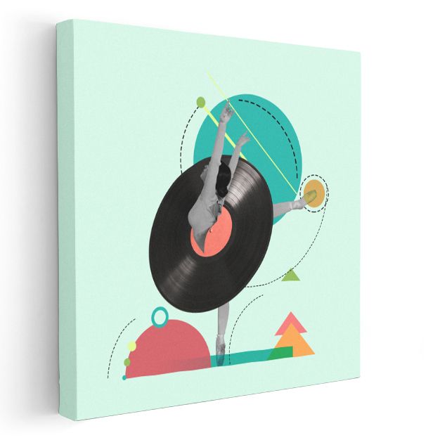 Ritim Ve Denge - Plak Üzerinde Dans Eden Balet Kanvas Tablo