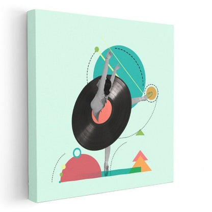 Ritim Ve Denge - Plak Üzerinde Dans Eden Balet Kanvas Tablo