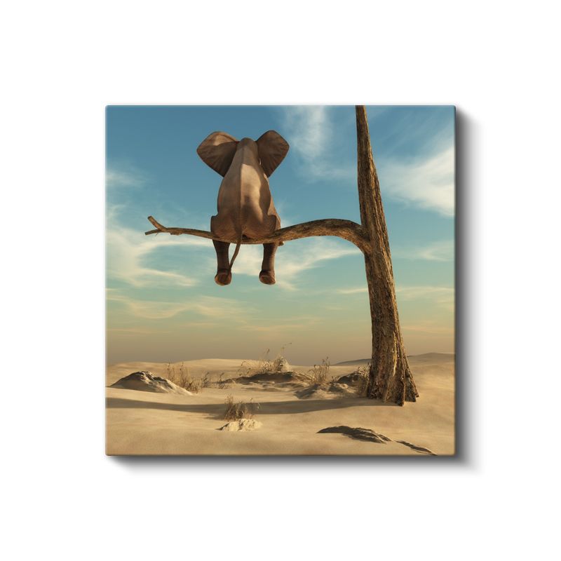 Çöl Dengesi - Dalda Dinlenen Fil Kanvas Tablo