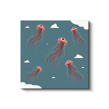 Gözlemciler - Gökyüzünde Süzülen Denizanaları Kanvas Tablo