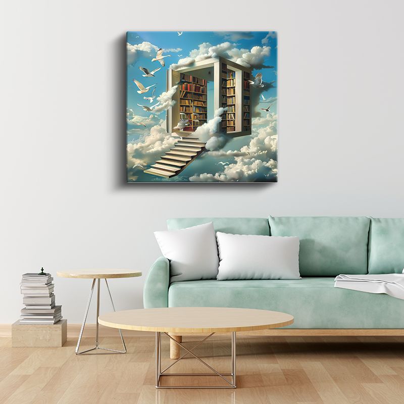 Bilgelik Kapısı - Bulutlar Arasındaki Kütüphane Kanvas Tablo