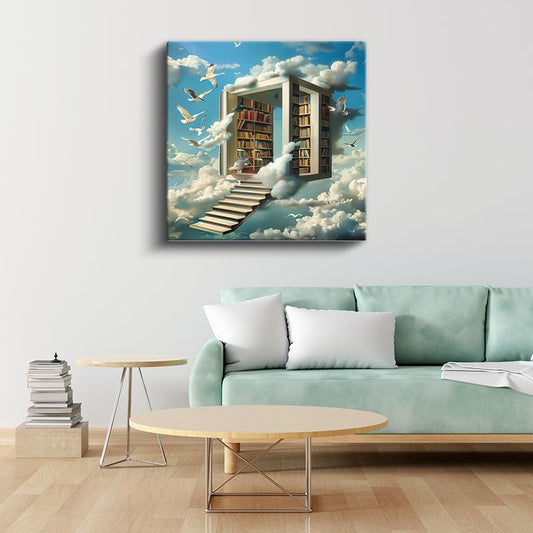 Bilgelik Kapısı - Bulutlar Arasındaki Kütüphane Kanvas Tablo