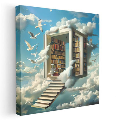 Bilgelik Kapısı - Bulutlar Arasındaki Kütüphane Kanvas Tablo