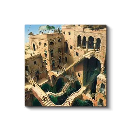 İmkansız Mimari - Paradoksal Merdiven Labirenti Kanvas Tablo