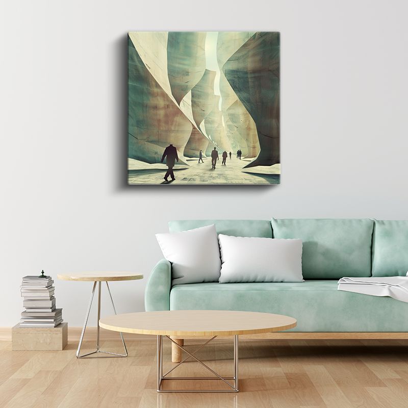 Boyutlar Arası Geçit - Bilinmeyene Yürüyen Siluetler Kanvas Tablo