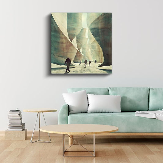 Boyutlar Arası Geçit - Bilinmeyene Yürüyen Siluetler Kanvas Tablo