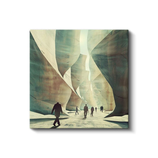 Boyutlar Arası Geçit - Bilinmeyene Yürüyen Siluetler Kanvas Tablo