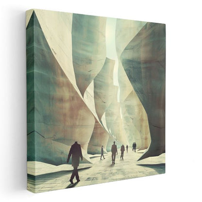 Boyutlar Arası Geçit - Bilinmeyene Yürüyen Siluetler Kanvas Tablo