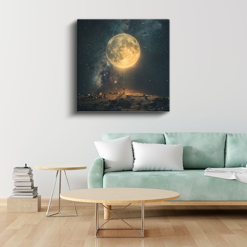 Ay Feneri - Kozmik Işığın Rehberliği Kanvas Tablo