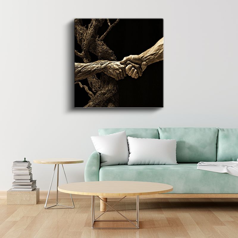 Doğanın Tokalaşması - İnsanlık ve Ağacın Birleşimi Kanvas Tablo