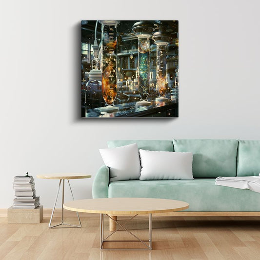 Evrenin Laboratuvarı - Cam Tüplerde Saklı Galaksiler Kanvas Tablo