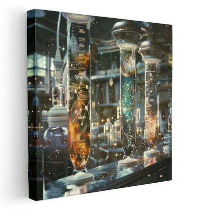 Evrenin Laboratuvarı - Cam Tüplerde Saklı Galaksiler Kanvas Tablo