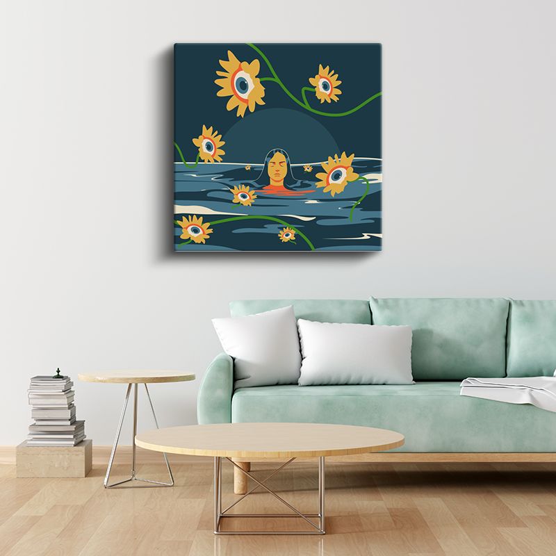 Göz Çiçekleri - Suda Yüzen Figürün Rüyası Kanvas Tablo