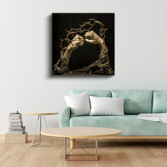 Doğanın Elleri - Ağaca Dönüşen Yaşam Kanvas Tablo
