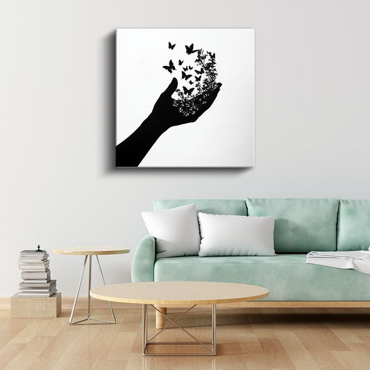 Özgürlük Eli - Kelebeklere Dönüşen Düşünceler Kanvas Tablo