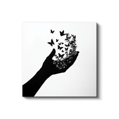 Özgürlük Eli - Kelebeklere Dönüşen Düşünceler Kanvas Tablo