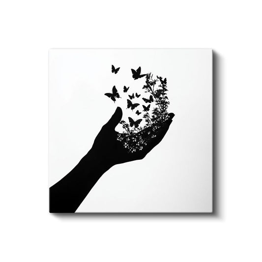 Özgürlük Eli - Kelebeklere Dönüşen Düşünceler Kanvas Tablo