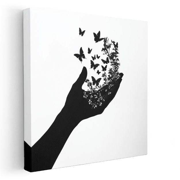 Özgürlük Eli - Kelebeklere Dönüşen Düşünceler Kanvas Tablo