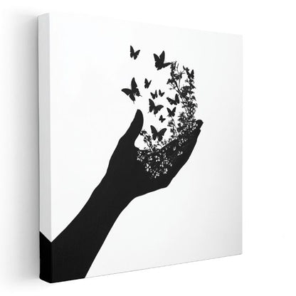 Özgürlük Eli - Kelebeklere Dönüşen Düşünceler Kanvas Tablo
