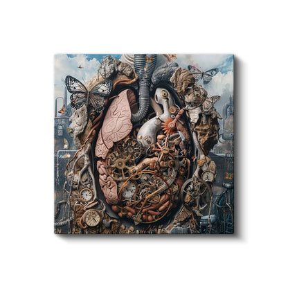 Mekanik Kalp - Çarklarda Dönen Yaşam Döngüsü Kanvas Tablo