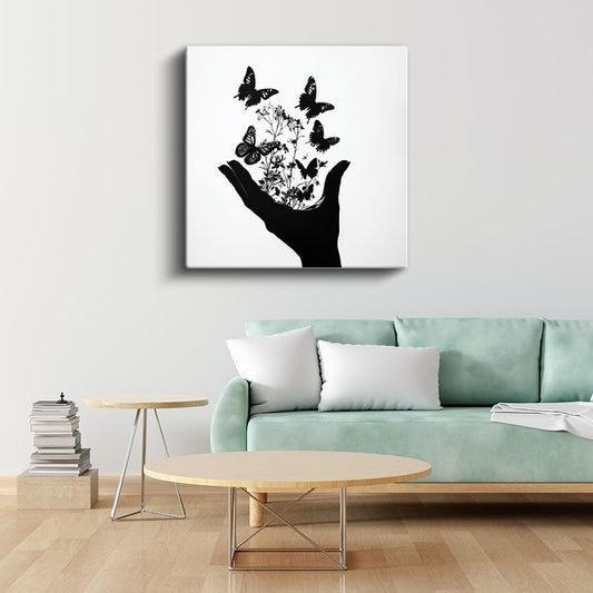 Metamorfoz - Avuçtan Kanat Çırpan Özgürlük Kanvas Tablo