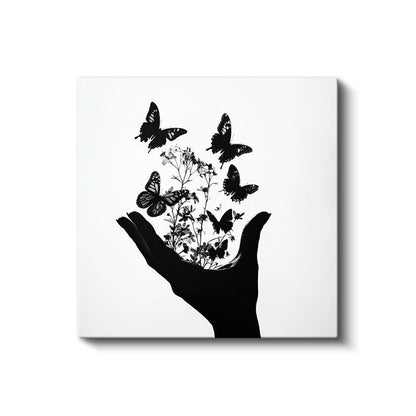Metamorfoz - Avuçtan Kanat Çırpan Özgürlük Kanvas Tablo