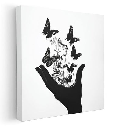 Metamorfoz - Avuçtan Kanat Çırpan Özgürlük Kanvas Tablo