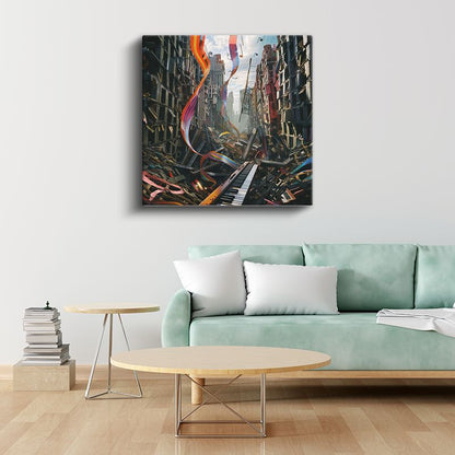 Müziğin Yükselişi - Yıkıntılar Arasında Dans Eden Melodiler Kanvas Tablo